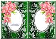Red Orchids with Green & Silver Diamonds Double Frames