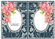 Red Orchids with Teal & Silver Diamonds Double Frames