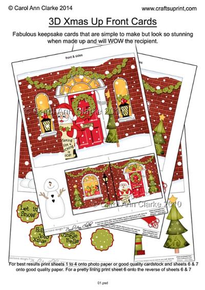 3D Christmas Up Front Card Tutorial PDF