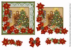 Image of cup251781_10 - Christmas Tree 1 Poinsettias Step by Step Decoupage Sheet