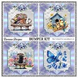 Image of cup1019543_21555 - Cats, Birds and Butterflies Bumper Kit 102 - 9 page bumper kit - card fronts, decoupage, inserts, made by boxes, images for back of card, preview