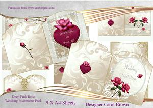 Image of cup297877_118 - Deep Pink Rose Wedding Invitation Pack