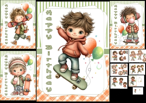 cup1448604_1209 - A5 Skateboard birthday boy choice of four mini kit