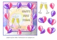 cup830928_79993 - HAPPY NEW YEAR 7x7 QUICK CARD-With Decoupage Balloons & Champagne Glasses