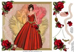 Image of cup538326_1881 - Lady in Red with Feathers