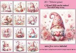 cup1411181_107 20+valentine /romantic gnomes card fronts CU PU