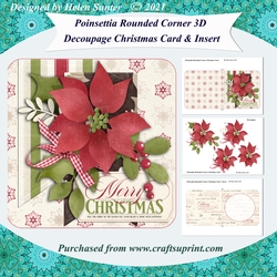 cup1132609_92133 - Poinsettia Rounded Corner 3D Decoupage Christmas Card & Insert