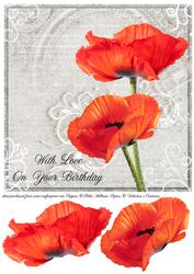 Image of cup457124_443 - Poppy Duo on Grey 8x8inch Birthday Step by Step