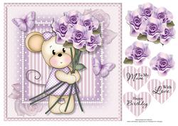 Image of cup606976_2053 - Maisy with Lilac Roses Mothers Day/birthday Topper