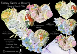 Image of cup803952_905 - Fantasy Fairies & Unicorns Hanging Hearts Trio