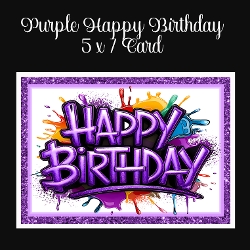 cup1367932_2474 - Purple Happy Birthday 5 x 7 Card