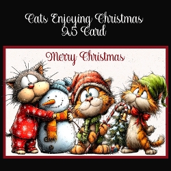 Image of cup1404421_2474 - Cats Enjoying Christmas A5 Card