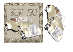 Image of cup728404_2306 - 50th Birthday card for Son with vintage car