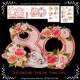 cup952533_40431 - Floral 80th Birthday Easel Card