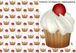 Image of cup185485_572 - Cherry Cupcake A5 Shaped Front Print and Fold Card