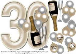 Image of cup319949_1072 - 30th Birthday Large Shaped Card Front, Champagne Celebration
