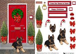 Image of cup151764_15 - German Shepherd Puppy Christmas Door Step Scene