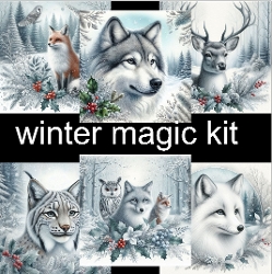 Image of cup1405710_135813 - Winter Magic Wildlife Kit – Fox, Wolf, Deer, Lynx and Owls in Snowy Forest, Nature-Inspired High-Resolution Art
