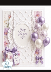 Image of cup1441685_135813 - Lavender Gift & Balloons Just for You Card Topper