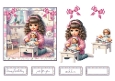 cup1410829_135813 - Cute Vintage-Style Girl Playing with Doll Card Topper & Inserts, Birthday, Just For You, With Love