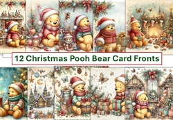 cup1346814_120789 - 12 Christmas Pooh Bear Singing Card Fronts 8 x 8 JPEG
