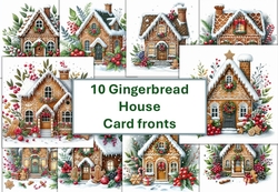 cup1349691_120789 - 10 Christmas Gingerbread House Card Fronts 8x8 inches JPEGs