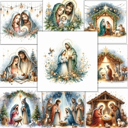 Image of cup1393183_120789 - 10 Christmas Nativity Card Fronts 8x8inches. JPEG