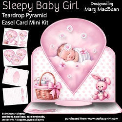 cup1412947_1648 - Sleepy Baby Girl - Teardrop Pyramid Easel Card Mini Kit