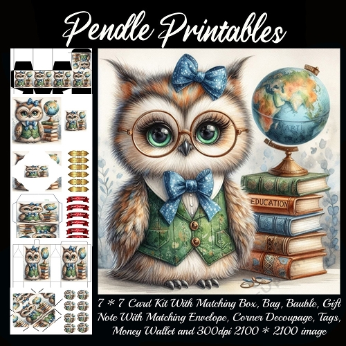 Image of cup1421536_2229 - Wise Professor Owl,  Gift bag, Money wallet, Tag, Bauble, Gift Card, Envelope.