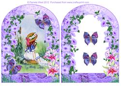 Image of cup290283_117 - Girl by the Stream with Archway and Butterflies Decoupage