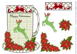 Image of cup298134_1026 - Christmas Coffee Cup Card Front Reindeer