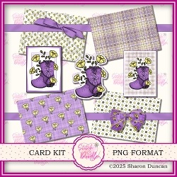 Image of cup530040_1834 - Western Boots Paper Craft Kit: 11 Piece Card Making Kit - PURPLE BOOT