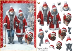 Image of cup568197_38 - Mr and Mrs Christmas Walking Their Dog in the Snow A5 Card Front & Decoupage