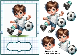 cup1377406_38 - Boy Playing Football Card Front, Topper and Decoupage