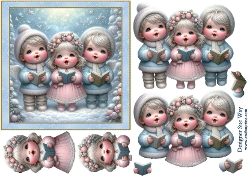 cup1410019_38 - Christmas Wishes Girl in a Pretty Dress 6 inch Card Front, Gift Tag & Decoupage