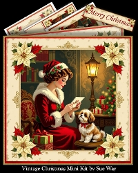 cup1412228_38 - Christmas Kittens in the Snow 6 inch Card Front, Gift Tag & Decoupage