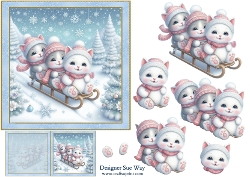 cup1412228_38 - Christmas Kittens in the Snow 6 inch Card Front, Gift Tag & Decoupage
