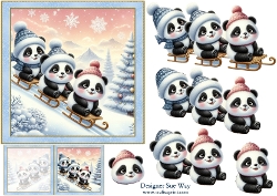 Image of cup636147_38 - Christmas Pandas in the Snow 6 inch Card Front & Decoupage