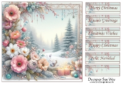 cup1413682_38 - Christmas Girls in the Snow 6 inch Card Front, gift tag & Decoupage
