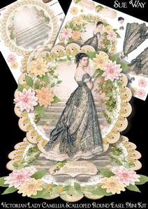 Image of cup207869_38 - Victorian Lady Camellia Scalloped Round Easel Card
