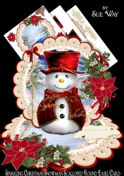 Image of cup788180_38 - Sparkling Christmas Snowman Scalloped Round Easel Card