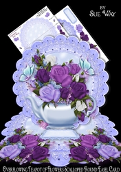 Image of cup385526_38 - Overflowing Teapot of Flowers Scalloped Round Easel Card Mini Kit
