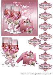 Image of cup515475_1446 - Mother's, Anniversary Birthday Floral and Wine Quick Card
