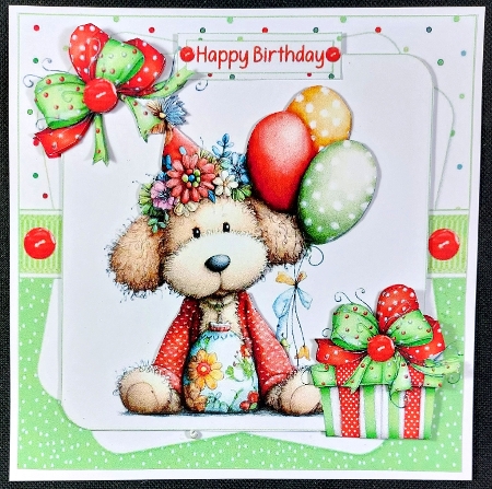 cup1426796_1209 - 7x7 Spring doggy birthday wishes choice of four mini kit