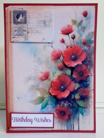 cup1442274_2474 - 5 x 7 Birthday Wishes Red Floral Card