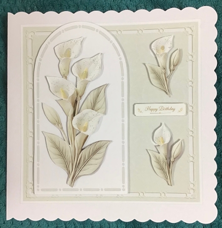 cup1448674_135813 - Elegant 7x7 White Calla Lily Birthday Card Front – Floral Arch Design