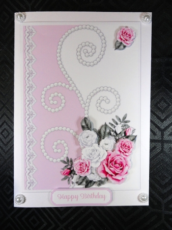 cup1443340_2474 - Pink Roses, Swirls & Lace 5 x 7 Card