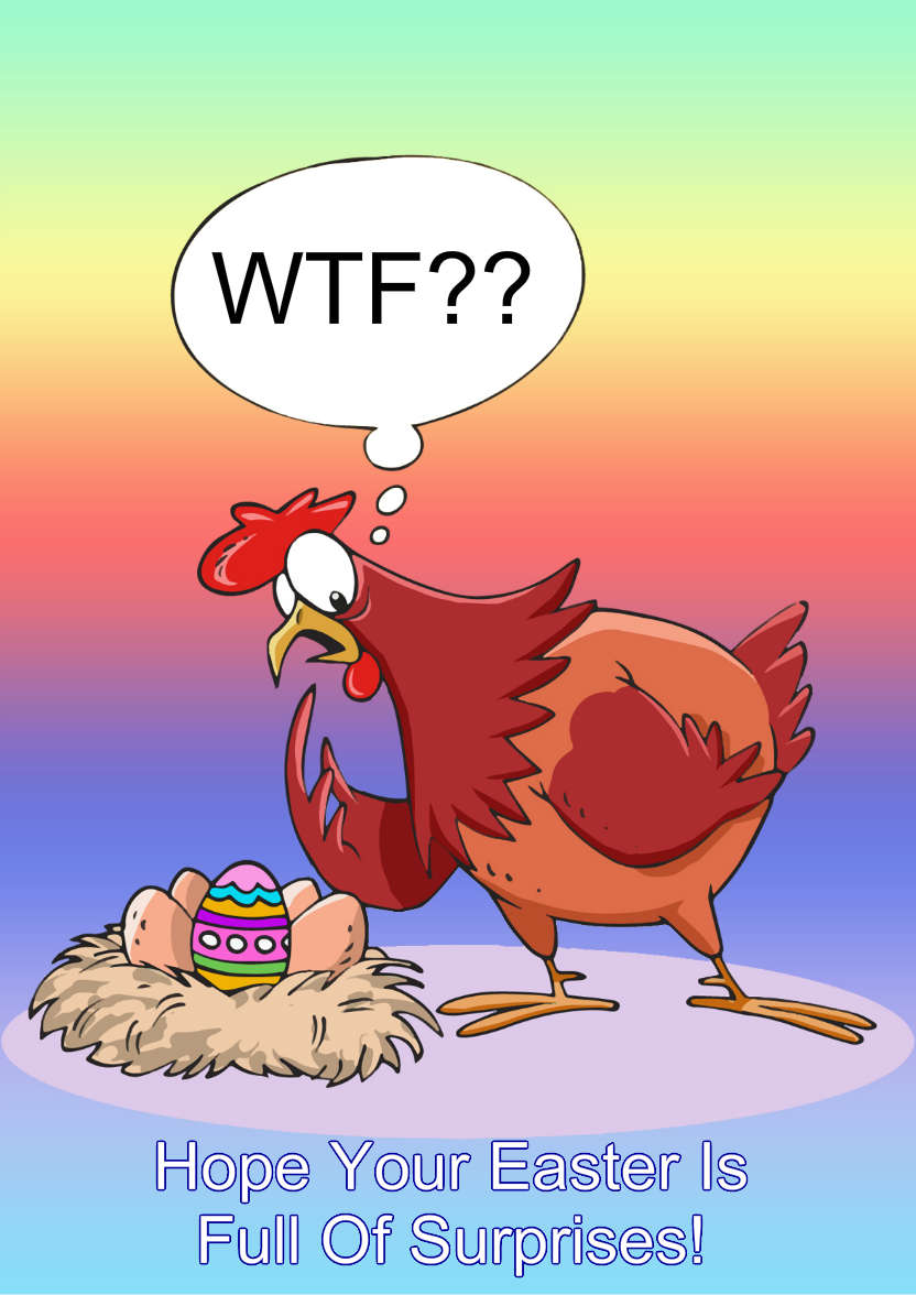 Confused Chicken Humorous Easter Card Front - card made with Crafty Bob's Card Creator