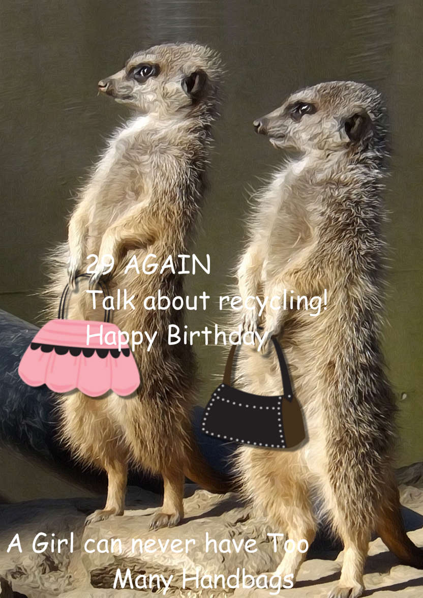 Meerkats with Handbags - card made with Crafty Bob's Card Creator