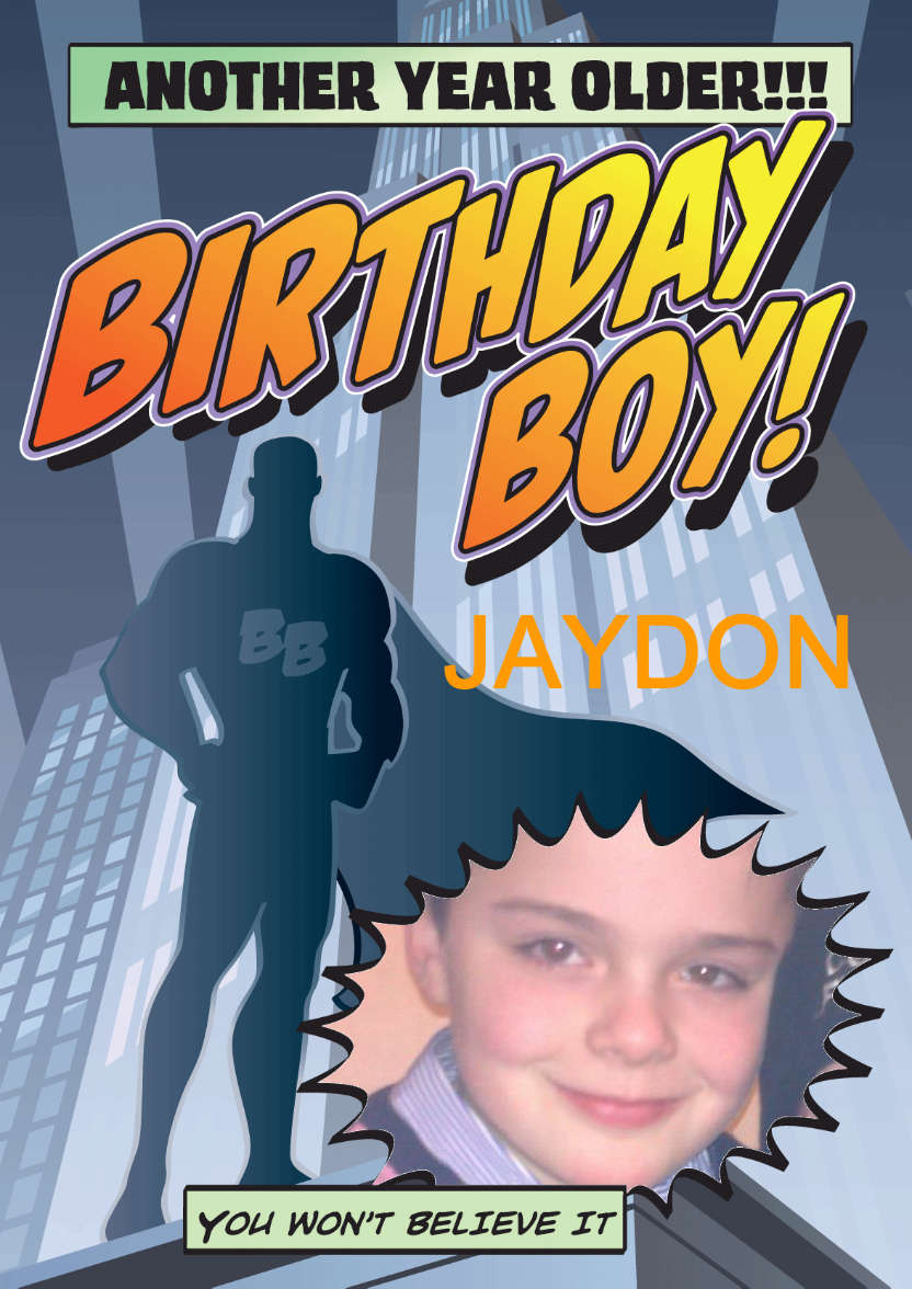 Birthday Boy - card made with Crafty Bob's Card Creator